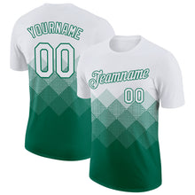 Load image into Gallery viewer, Custom White Kelly Green 3D Pattern Design Gradient Square Shapes Performance T-Shirt
