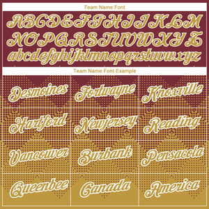 Custom Burgundy Old Gold-White 3D Pattern Design Gradient Square Shapes Performance T-Shirt