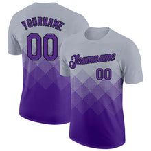 Загрузить изображение в средство просмотра галереи, Custom Gray Purple-Black 3D Pattern Design Gradient Square Shapes Performance T-Shirt
