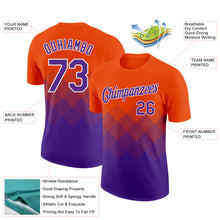 Загрузить изображение в средство просмотра галереи, Custom Orange Purple-White 3D Pattern Design Gradient Square Shapes Performance T-Shirt
