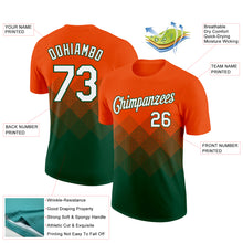 Загрузить изображение в средство просмотра галереи, Custom Orange White-Green 3D Pattern Design Gradient Square Shapes Performance T-Shirt
