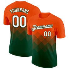 Загрузить изображение в средство просмотра галереи, Custom Orange White-Green 3D Pattern Design Gradient Square Shapes Performance T-Shirt
