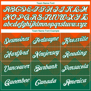 Custom Orange White-Kelly Green 3D Pattern Design Gradient Square Shapes Performance T-Shirt