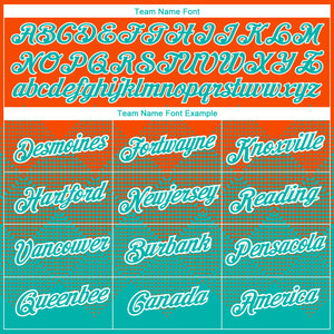 Custom Orange Aqua-White 3D Pattern Design Gradient Square Shapes Performance T-Shirt