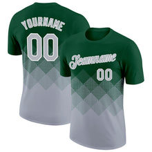 Загрузить изображение в средство просмотра галереи, Custom Green Gray-White 3D Pattern Design Gradient Square Shapes Performance T-Shirt
