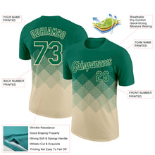 Загрузить изображение в средство просмотра галереи, Custom Kelly Green Cream 3D Pattern Design Gradient Square Shapes Performance T-Shirt
