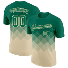 Загрузить изображение в средство просмотра галереи, Custom Kelly Green Cream 3D Pattern Design Gradient Square Shapes Performance T-Shirt
