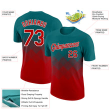 Charger l&#39;image dans la galerie, Custom Teal Red-White 3D Pattern Design Gradient Square Shapes Performance T-Shirt
