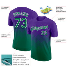 Laden Sie das Bild in den Galerie-Viewer, Custom Purple Kelly Green-White 3D Pattern Design Gradient Square Shapes Performance T-Shirt
