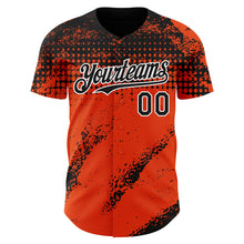 Load image into Gallery viewer, Custom Black Orange-White 3D Pattern Design Splash Grunge Fragment Authentic Baseball Jersey
