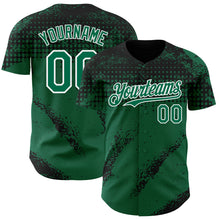 Charger l'image dans la galerie, Custom Black Kelly Green-White 3D Pattern Design Splash Grunge Fragment Authentic Baseball Jersey
