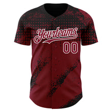 Charger l'image dans la galerie, Custom Black Crimson-White 3D Pattern Design Splash Grunge Fragment Authentic Baseball Jersey
