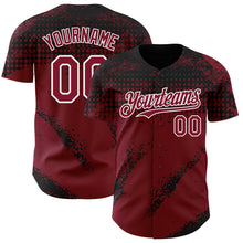 Charger l'image dans la galerie, Custom Black Crimson-White 3D Pattern Design Splash Grunge Fragment Authentic Baseball Jersey

