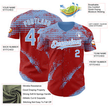 Charger l'image dans la galerie, Custom Light Blue Red-White 3D Pattern Design Splash Grunge Fragment Authentic Baseball Jersey
