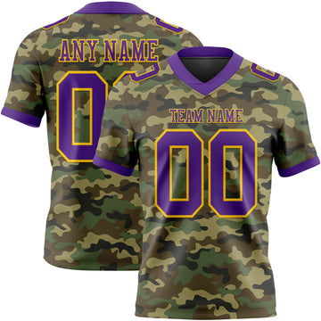 Custom Camo Purple-Yellow 3D Pattern Salute To Service Mesh Authentic Football Jersey