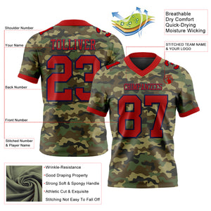 Custom Camo Red-Navy 3D Pattern Salute To Service Mesh Authentic Football Jersey