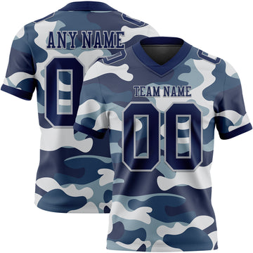 Custom Camo Navy-Gray 3D Pattern Salute To Service Mesh Authentic Football Jersey