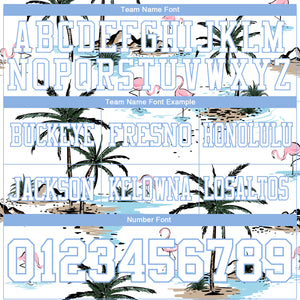 Custom White Light Blue 3D Pattern Hawaii Palm Trees Authentic Football Jersey