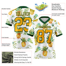 Загрузить изображение в средство просмотра галереи, Custom White Gold-Green 3D Pattern Fruit Pineapple Authentic Football Jersey
