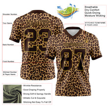 Load image into Gallery viewer, Custom Brown Old Gold 3D Pattern Leopard Print Authentic Football Jersey
