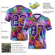 Загрузить изображение в средство просмотра галереи, Custom Black Purple-White 3D Pattern Tropical Hawaii Jungle Leaves Authentic Football Jersey
