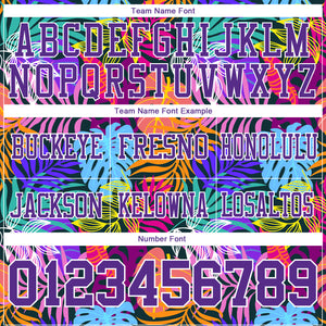 Custom Black Purple-White 3D Pattern Tropical Hawaii Jungle Leaves Authentic Football Jersey