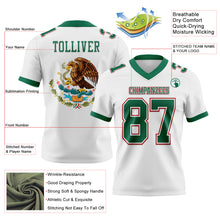 Загрузить изображение в средство просмотра галереи, Custom White Kelly Green-Red 3D Pattern Mexico Authentic Football Jersey
