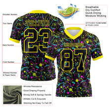 Laden Sie das Bild in den Galerie-Viewer, Custom Graffiti Pattern Black-Light Yellow 3D Pattern Splash Authentic Football Jersey

