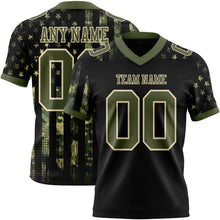 Загрузить изображение в средство просмотра галереи, Custom Black Olive-Cream 3D Pattern American Flag Authentic Football Jersey
