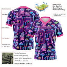 Загрузить изображение в средство просмотра галереи, Custom Purple Pink 3D Pattern Colorful Flowers And Mushrooms Psychedelic Hallucination Authentic Football Jersey
