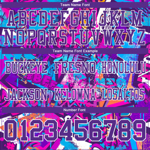 Custom Graffiti Pattern Purple-White 3D Pattern Splash Authentic Football Jersey