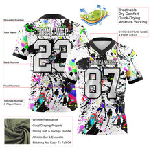 Laden Sie das Bild in den Galerie-Viewer, Custom Graffiti Pattern White-Black 3D Pattern Splash Authentic Football Jersey
