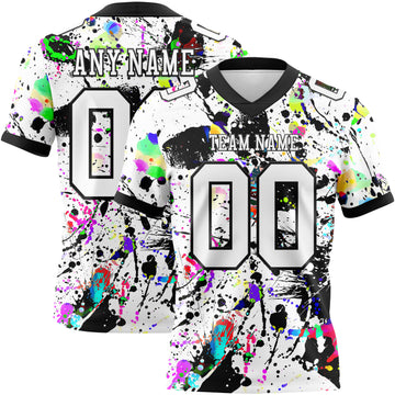 Custom Graffiti Pattern White-Black 3D Pattern Splash Mesh Authentic Football Jersey
