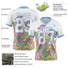 Загрузить изображение в средство просмотра галереи, Custom White Light Blue 3D Pattern Colorful Flowers And Mushrooms Psychedelic Hallucination Authentic Football Jersey
