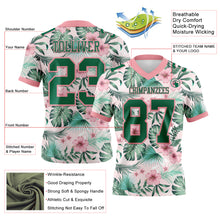 Загрузить изображение в средство просмотра галереи, Custom Medium Pink Kelly Green 3D Pattern Hawaii Palm Leaves And Flowers Authentic Football Jersey
