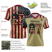 Загрузить изображение в средство просмотра галереи, Custom Cream Vintage USA Flag Crimson-Black 3D Pattern Authentic Football Jersey
