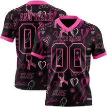 Загрузить изображение в средство просмотра галереи, Custom Black Pink 3D Pattern Pink Ribbon Breast Cancer Awareness Month Women Health Care Support Authentic Football Jersey
