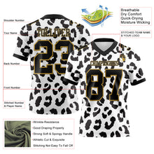 Загрузить изображение в средство просмотра галереи, Custom White Black-Old Gold 3D Pattern Leopard Print Authentic Football Jersey
