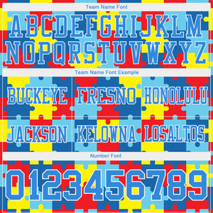 Custom Powder Blue White 3D Pattern Autism Awareness Puzzle Pieces Authentic Football Jersey