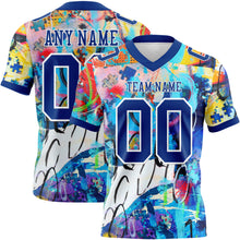 Laden Sie das Bild in den Galerie-Viewer, Custom Graffiti Pattern Royal-White 3D Pattern Authentic Football Jersey
