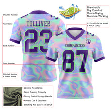 Загрузить изображение в средство просмотра галереи, Custom Light Blue Purple-Pea Green 3D Pattern Abstract Trendy Holographic Vaporwave Style Authentic Football Jersey
