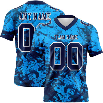 Custom Graffiti Pattern Navy-White 3D Pattern Mesh Authentic Football Jersey