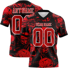 Charger l&#39;image dans la galerie, Custom Black Red-White 3D Pattern Halloween Skull Authentic Football Jersey
