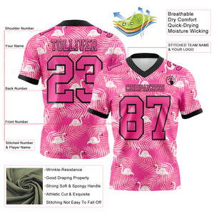 Custom Pink Black 3D Pattern Flamingo Mesh Authentic Football Jersey