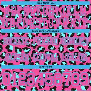 Custom Pink Sky Blue-Black 3D Pattern Leopard Print Mesh Authentic Football Jersey