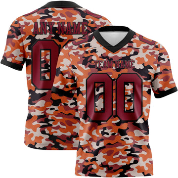 Custom Camo Crimson-Black 3D Pattern Salute To Service Mesh Authentic Football Jersey