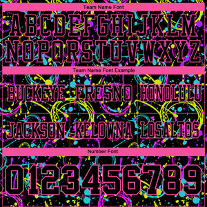 Custom Graffiti Pattern Black-Pink 3D Pattern Neon Splash Authentic Football Jersey