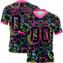 Laden Sie das Bild in den Galerie-Viewer, Custom Graffiti Pattern Black-Pink 3D Pattern Neon Splash Authentic Football Jersey
