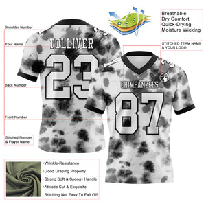 Custom Tie Dye White-Black 3D Pattern Authentic Football Jersey