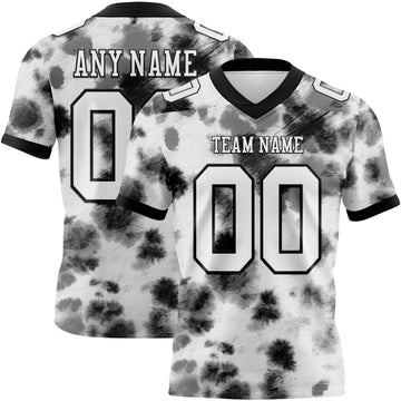 Custom Tie Dye White-Black 3D Pattern Mesh Authentic Football Jersey